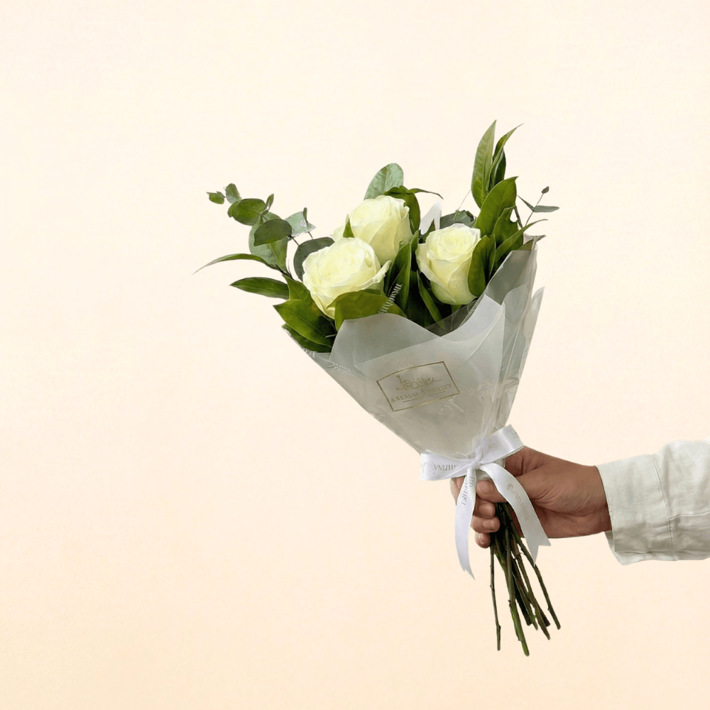 Buquê com 3 Rosas Branca