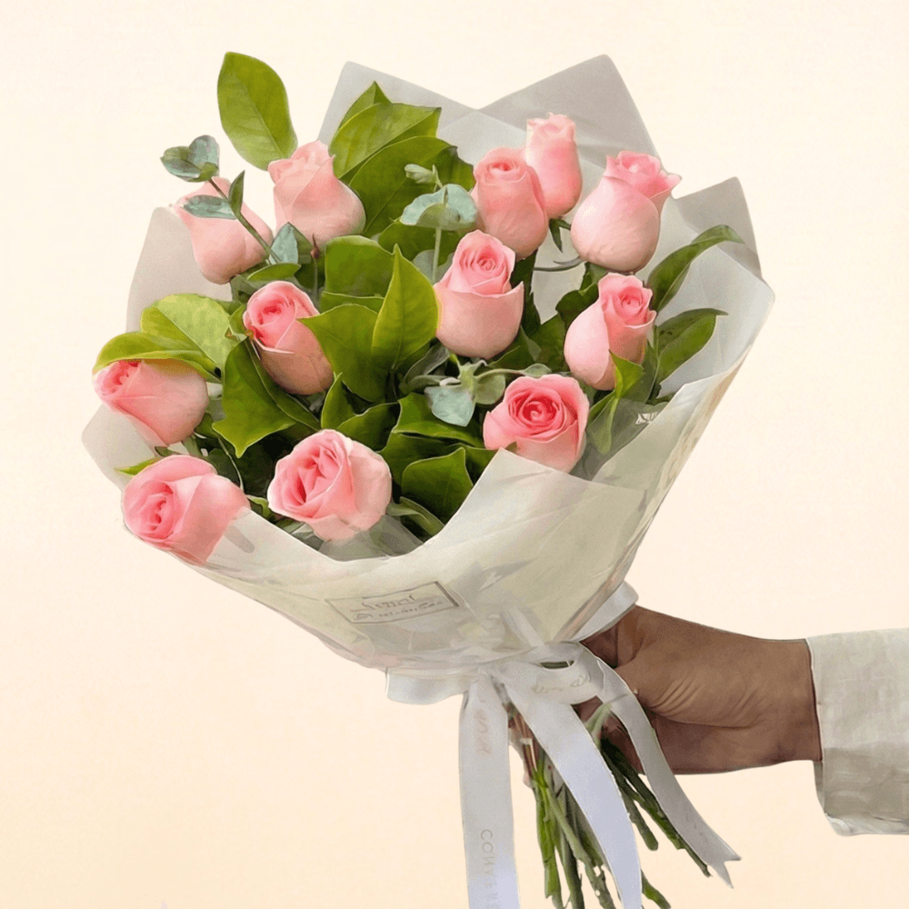 Buquê com 12 Rosas Cor de Rosa